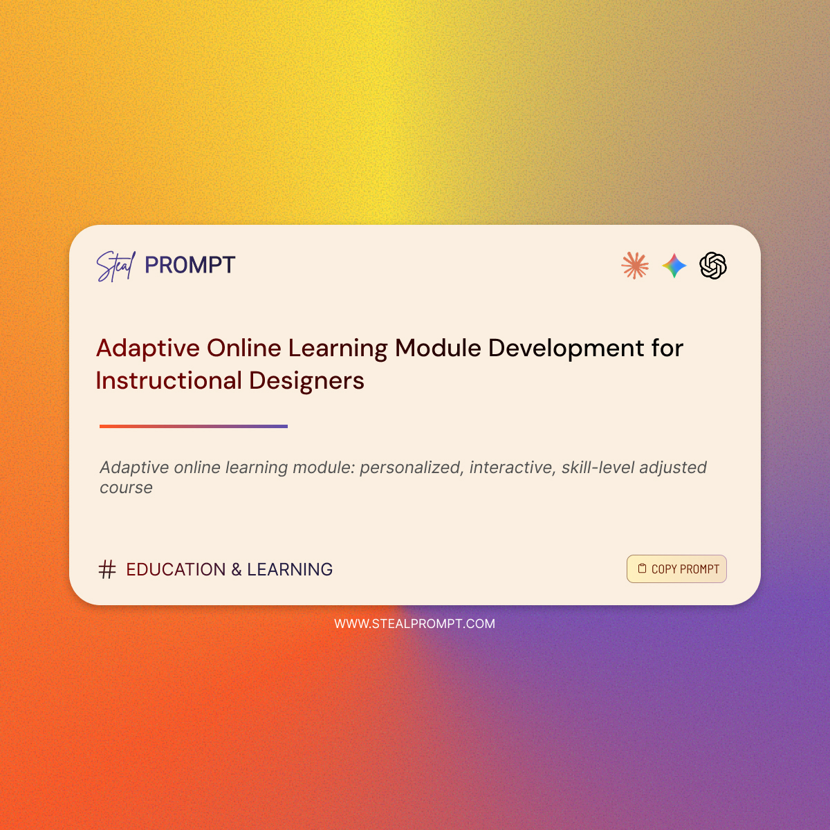 Create engaging adaptive online learning modules for learners | ChatGPT ...