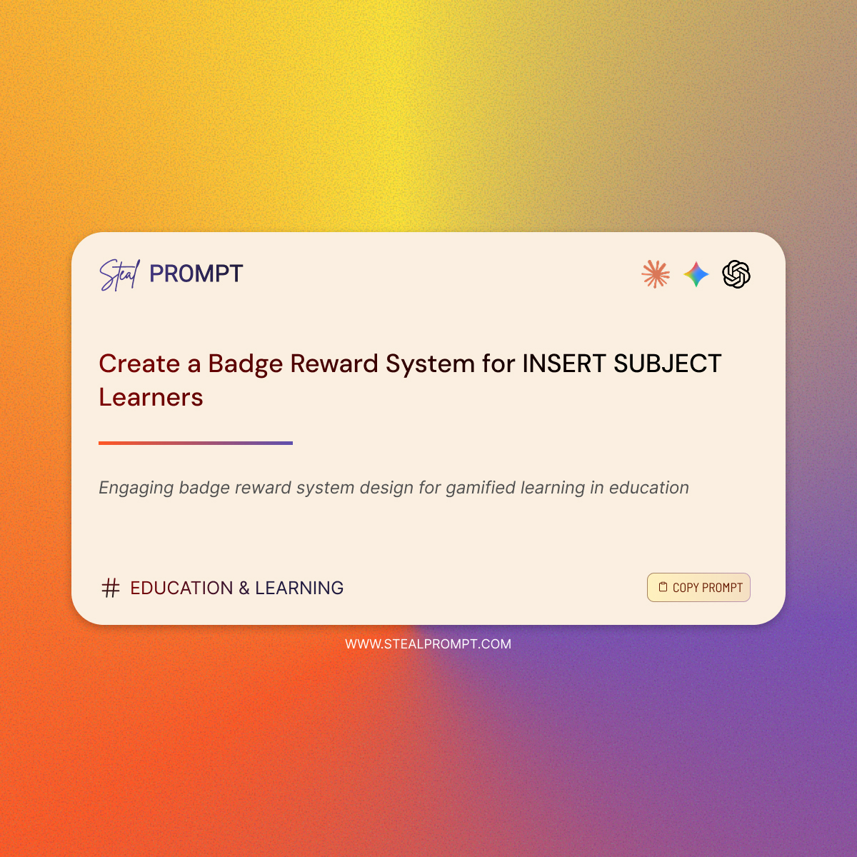 Engage learners with a creative badge reward system | ChatGPT Prompt