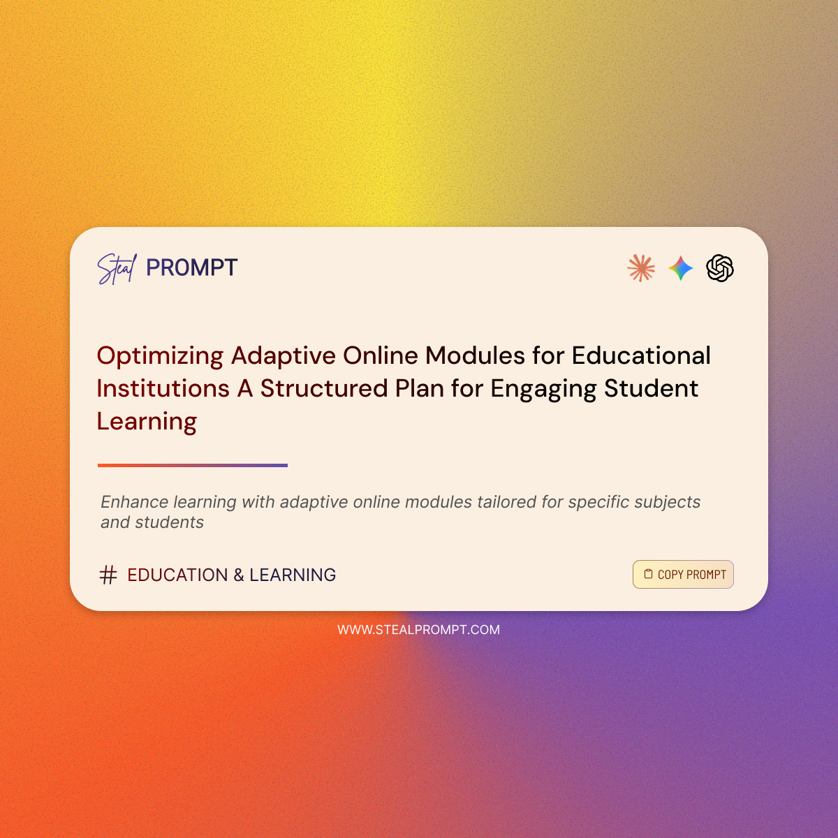 Enhance student engagement with optimized online modules | ChatGPT Prompt